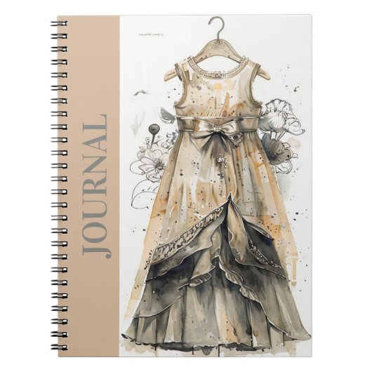 Elegantes Antique Little Black Dress Journal LBD Notizblock (Vorderseite)