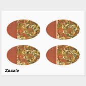 Elegantes Antiquitätenbuch, Verziertes Muster Ovaler Aufkleber (Blatt)