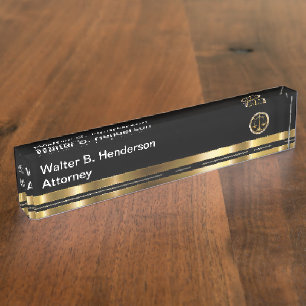 Elegantes Anwalt-auf-Rechts-Tischschild Namensplakette