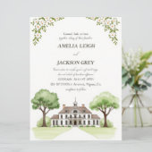 Elegantes Anwesen Flat Wedding Programm mit Waterc (Stehend Vorderseite)