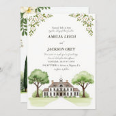 Elegantes Anwesen Hochzeit Einladung | Waterco (Vorne/Hinten)