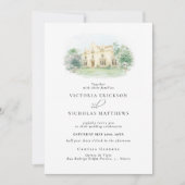 Elegantes Anwesen | Illustriertes Hochzeitwochenen Einladung (Vorderseite)