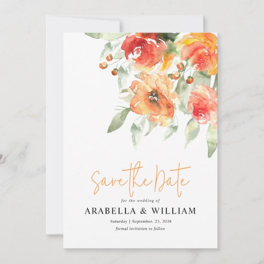 Elegantes Apricot Save The Date (Vorderseite)