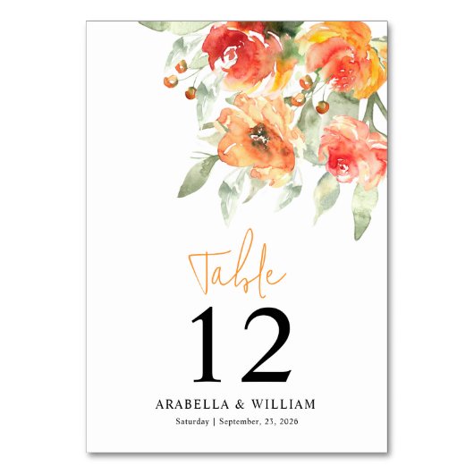 Elegantes Apricot Tischnummer (Vorderseite)