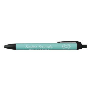Elegantes Aqua Beruflich Monogram Business Kugelschreiber