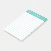 Elegantes Aqua Beruflich Monogram Business Post-it Klebezettel (angewinkelt)