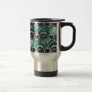 Elegantes Aqua-Blau-Schwarz-Verblasstes-Distressed Reisebecher
