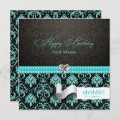 Elegantes Aqua-blauer u. schwarzer Einladung (Vorne/Hinten)