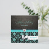 Elegantes Aqua-blauer u. schwarzer Einladung (Stehend Vorderseite)