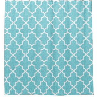 Elegantes Aqua-blaues Damast-Marokkaner-Muster Duschvorhang