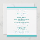 Elegantes Aqua Blue Damask Einladung (Rückseite)