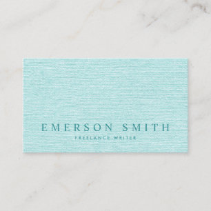 Elegantes Aqua-Blue-Leinen-Look Visitenkarte