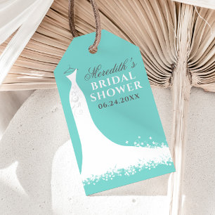 Elegantes Aqua Blue Wedding Gown Brautparty Geschenkanhänger