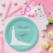 Elegantes Aqua Blue Wedding Gown Brautparty Pappteller (Party)