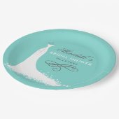 Elegantes Aqua Blue Wedding Gown Brautparty Pappteller (Schrägansicht)