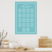Elegantes Aqua Blue Wedding Seating Chart Poster (Küche)