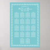 Elegantes Aqua Blue Wedding Seating Chart Poster (Vorne)