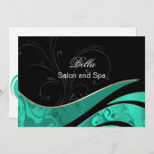 elegantes Aqua blüh Business Danke Karten (Vorne/Hinten)