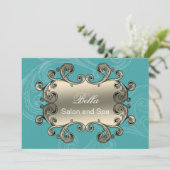 elegantes Aqua blüh Business Danke Karten (Stehend Vorderseite)