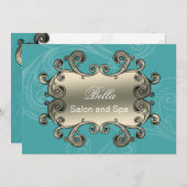 elegantes Aqua blüh Business Danke Karten (Vorne/Hinten)