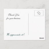 elegantes Aqua blüh Business DankeYou Cards Postkarte (Rückseite)