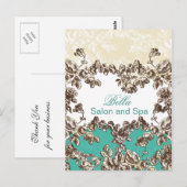 elegantes Aqua blüh Business DankeYou Cards Postkarte (Vorne/Hinten)