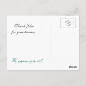 elegantes Aqua blüh Business DankeYou Cards Postkarte (Rückseite)