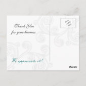 elegantes Aqua blüh Business DankeYou Cards Postkarte (Rückseite)