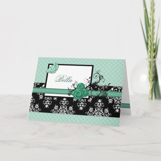 elegantes Aqua-floral Business Dankeschön Karten (Vorderseite)