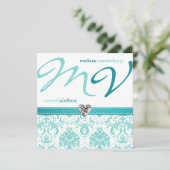 Elegantes Aqua-lädt blauer 16. Einladung (Stehend Vorderseite)