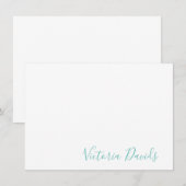 Elegantes Aqua-Personalisiertes Signaturskript Mitteilungskarte (Vorne/Hinten)