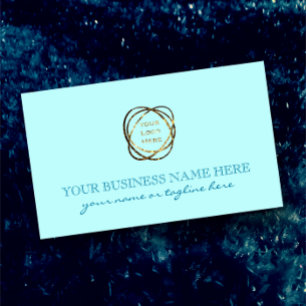 Elegantes Aqua Turquoise Add Business Logo Rechteckiger Aufkleber