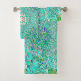 Elegantes Aqua und grünes Limelight Hydrangea Deta Badhandtuch Set