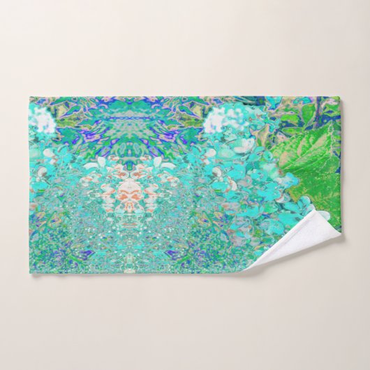Elegantes Aqua und grünes Limelight Hydrangea Deta Badhandtuch Set (Handtuch)