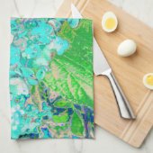 Elegantes Aqua und grünes Limelight Hydrangea Deta Geschirrtuch (Viertel Falte)