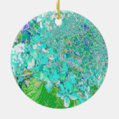 Elegantes Aqua und grünes Limelight Hydrangea Deta Keramik Ornament (Hinten)