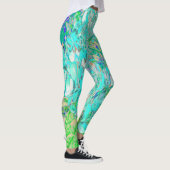 Elegantes Aqua und grünes Limelight Hydrangea Deta Leggings (Rechts)