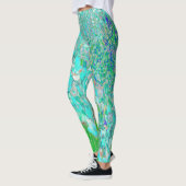 Elegantes Aqua und grünes Limelight Hydrangea Deta Leggings (Links)