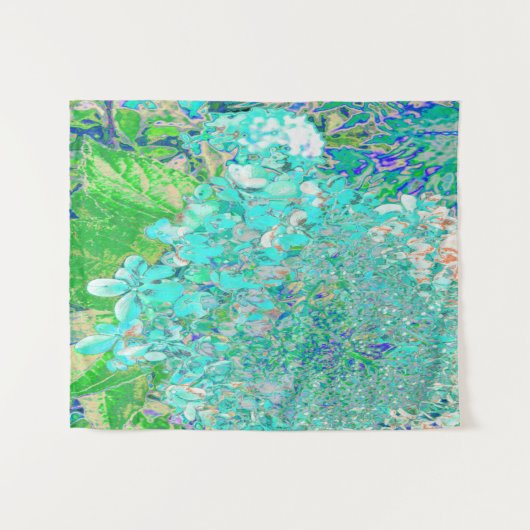 Elegantes Aqua und grünes Limelight Hydrangea Deta Wandteppich (Vorderseite (Horizontal))