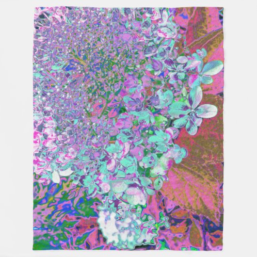 Elegantes Aqua und Lila Limelight Hydrangea Detail Fleecedecke (Vorderseite)