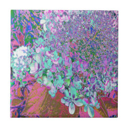 Elegantes Aqua und Lila Limelight Hydrangea Detail Fliese