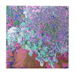 Elegantes Aqua und Lila Limelight Hydrangea Detail Fliese