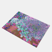 Elegantes Aqua und Lila Limelight Hydrangea Detail Fußmatte (Schrägansicht)