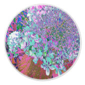 Elegantes Aqua und Lila Limelight Hydrangea Detail Keramikknauf (Vorderseite)