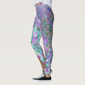 Elegantes Aqua und Lila Limelight Hydrangea Detail Leggings (Links)