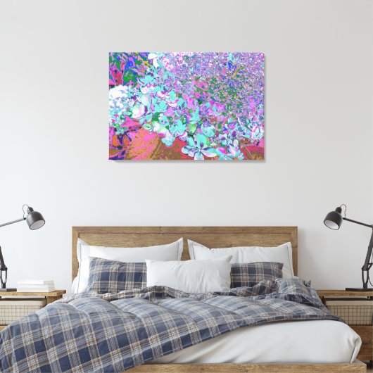 Elegantes Aqua und Lila Limelight Hydrangea Detail Leinwanddruck (Insitu (Schlafzimmer))