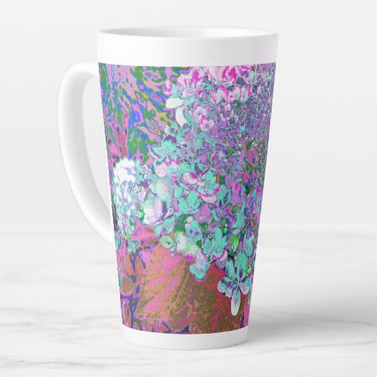 Elegantes Aqua und Lila Limelight Hydrangea Detail Milchtasse (Linke Ecke)