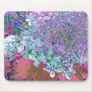 Elegantes Aqua und Lila Limelight Hydrangea Detail Mousepad