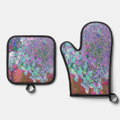 Elegantes Aqua und Lila Limelight Hydrangea Detail Ofenhandschuh & Topflappen-Set (Vorderseite)