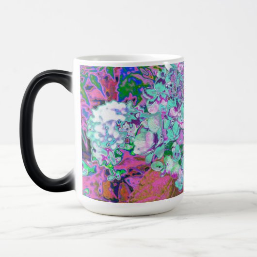 Elegantes Aqua und Lila Limelight Hydrangea Detail Verwandlungstasse (Links)